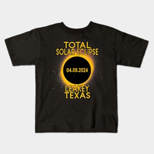 Total Solar Eclipse 2024 Leakey Texas Path Of Totality Kids T-Shirt